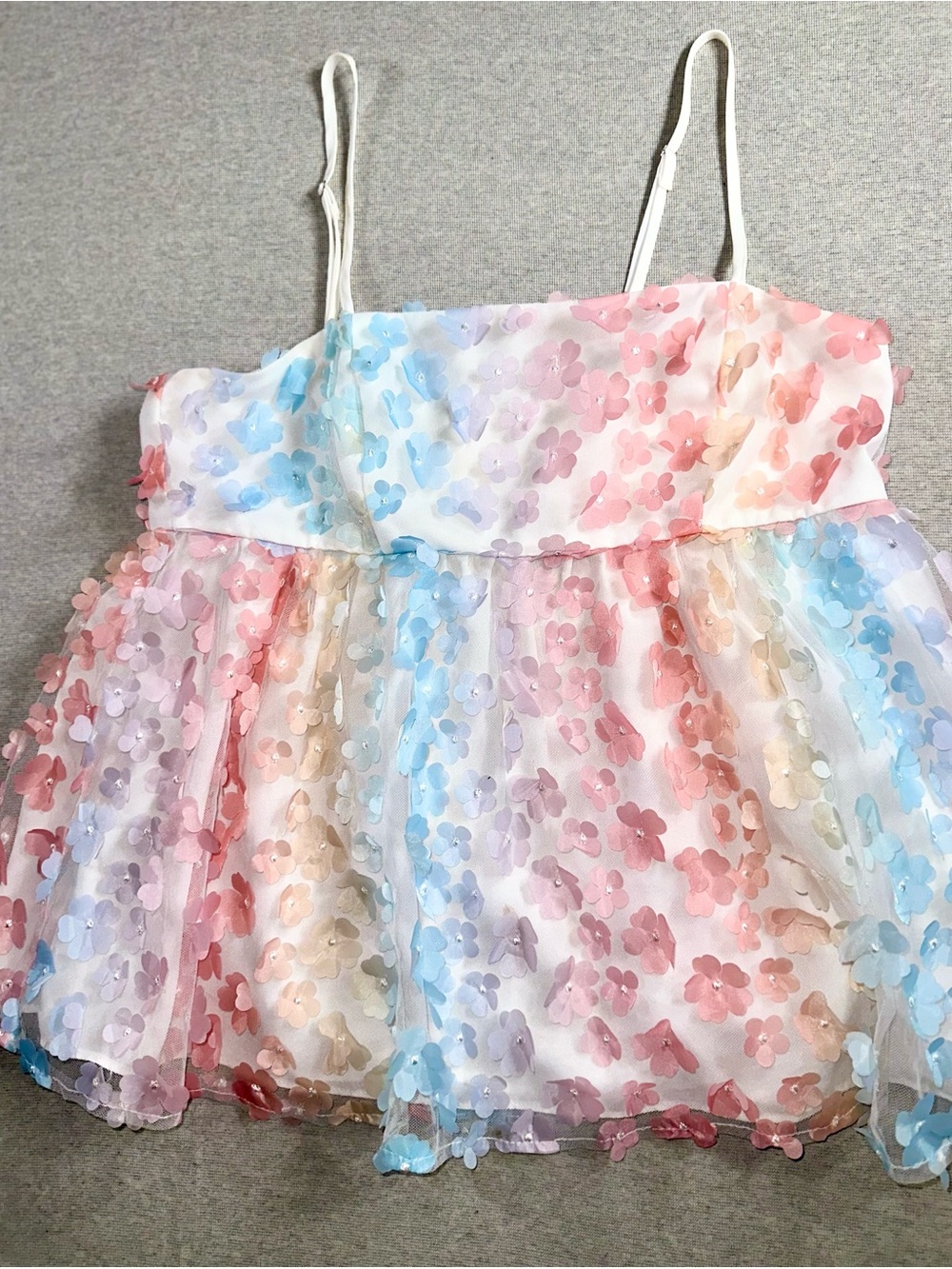 Boutique Storia brand Pastel Floral Spaghetti-Strap Top